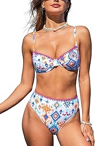 Купальник-бикини Cupshe с V-образным вырезом, высокими плавками, регулируемыми бретелями и застежкой сзади 11280939