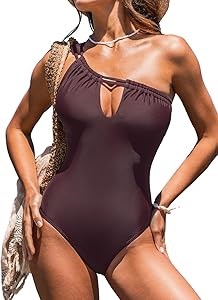 Слитный женский купальник Cupshe с асимметричным дизайном на одно плечо и регулируемыми бретелями, мягкие съемные чашки 11281371