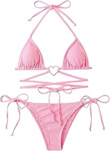 Купальник Milumia с кольцами в форме сердца и завязками, состоящий из двух частей, для лета и пляжа 11312208