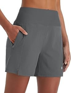 Женские купальные шорты Baleaf 5 дюймов, с завышенной талией, быстросохнущие, с карманами на молнии 11282911