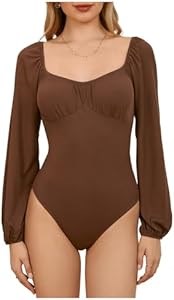 Боди Milumia с открытыми плечами, длинными рукавами и рюшами, из мягкого материала, идеально для повседневной носки 11285207