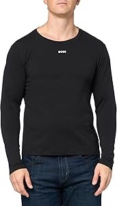 Мужская футболка BOSS для сна из джерси с круглым вырезом и длинными рукавами, 95% хлопок, 5% эластан 11284862