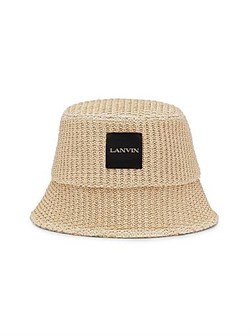 Lanvin Легкая и стильная шляпа-ведро из рафии с кожаной биркой, изготовленная в Италии 11016315