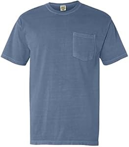 Мужская тенниска Comfort Colors с коротким рукавом и круглым вырезом, карманом, темно-синего цвета, размер 2X-Large 11312121