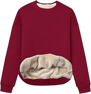 Свитшот Gihuo зимний с флисовой подкладкой и круглым вырезом, тёплый и мягкий 11303907