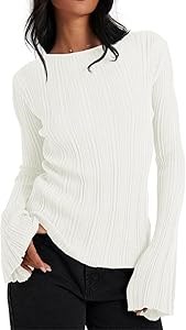 Элегантный лонгслив Cicy Bell с длинными расклешенными рукавами, вязаный пуловер для особых выходов, осень 2025 11246953