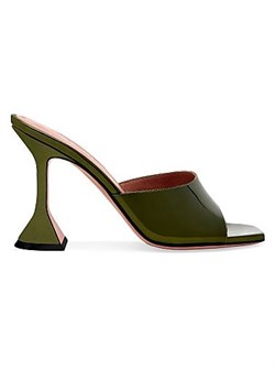 Кожаные летние мюли Amina Muaddi Lupita с открытым носом и скульптурным каблуком высотой 95 мм 11020453
