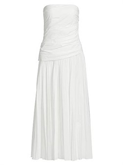 Simkhai Миди-платье Arie без бретелек с драпировкой и плиссированной юбкой, 63% хлопок, 37% полиэстер 11008208