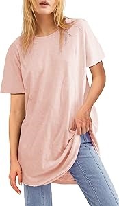 Fisoew Женская повседневная базовая футболка свободного кроя с круглым вырезом и короткими рукавами на лето 11253152