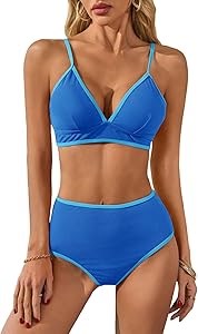 Высокие ребристые бикини Fisoew с цветными блоками, комплект из двух частей, сексуальный стиль 11281128