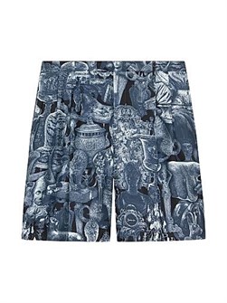 Шелковые бермуды с принтом объектов Хуберта от Givenchy, с молнией и крючком, произведены в Италии 11026834