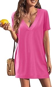 Женское пляжное платье-комбинезон Fisoew с глубоким V-образным вырезом и короткими рукавами из полиэстера, хлопка и эластана 11250853