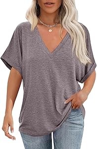 Летняя женская футболка Cicy Bell оверсайз с V-образным вырезом и закатанными рукавами, свободного кроя 11282134