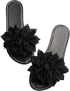 Женские сандалии Gorglitter с украшением 3D-цветами, открытым носком и плоской подошвой для летних прогулок по пляжу 11264759