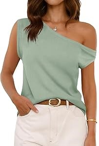 Женская летняя майка Cicy Bell с открытым плечом и свободным силуэтом из рибаны для повседневного стиля 11281646