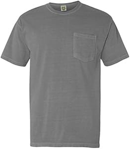 Стильный мужской лонгслив Comfort Colors из хлопка с карманом, графитового цвета 11278491