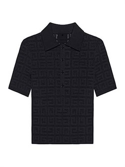 Мужское поло из жаккарда с логотипом 4G от Givenchy, облегающий крой, короткие рукава, 89% вискоза, производство в Италии 11008643