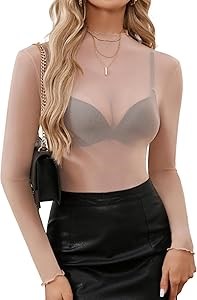 Женский лонгслив из сетчатой ткани с высоким горлом Zeagoo, идеальный для клуба и вечеринок, размеры S-XXL 11242821