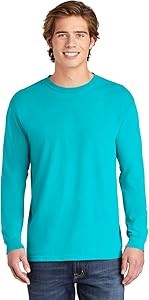 Лонгслив из 100% хлопка Comfort Colors Chouinard 6014 с рубчатым воротником, цвет лагуна, размер S 11275357