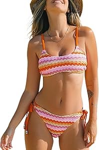 Комплект бикини Cupshe из двух частей с текстурой, квадратным вырезом и шнуровкой, открытые края и регулируемые бретели 11265746