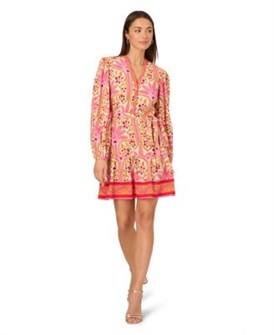 Платье с принтом Adrianna для женщин, с длинными рукавами, из мягкой ткани, с полиэстеровой подкладкой, подходит для машинной стирки 11022129