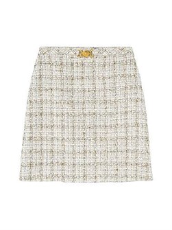 Твидовая мини-юбка Versace с металлической пряжкой и скрытой молнией, 54% хлопок, производство Италия 11022147