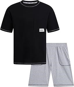 Комплект для молодежи с шортами и футболкой DKNY - мягкий флисовый лонгслив и шорты на резинке (размеры: 8-12) 11297884