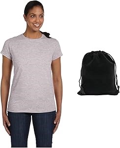 Женская футболка Hanes Essential-T, 90% хлопок, 10% полиэстер, классический крой, отстёгивающаяся этикетка 11291391