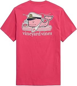 Мужская классическая футболка Vineyard Vines Lobster Bake с коротким рукавом и карманом, 100% хлопок 11247797