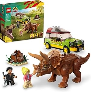 Набор LEGO Jurassic Park для исследования трицератопса, 281 деталь, игрушечный внедорожник Ford Explorer для детей от 8 лет 11273681