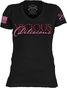 Женская футболка Grunt Style Vicious &amp, Delicious с V-образным вырезом из 60% чесаного хлопка и 40% полиэстера 11244531