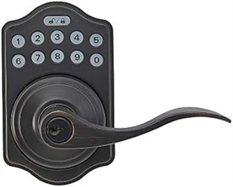 Amazon Basics Электронный дверной кодовый замок с ручкой, бесключевой доступ, антикварная бронза, 6 настроек для пользователей 11255073