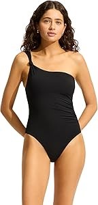 Женский асимметричный купальник Seafolly Eco Collective на одно плечо с поддерживающими чашками 11264018