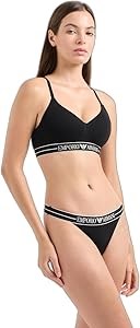 Тонкие стринги Emporio Armani для женщин из мягкого хлопкового материала, 2 штуки, с низкой посадкой 11265957