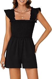 Кэжуальный женский летний комбинезон LYANER без рукавов с рюшами, открытой спиной и карманами 11308315