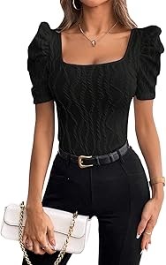 Эластичная майка Gorglitter с короткими рукавами и квадратным вырезом, 95% полиэстер, для любого сезона 11265902