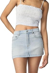 Джинсовая микромини-юбка Florence by Mills с карманами и эластичным поясом в молодежном стиле, из мягкого денима 11294031