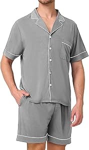 Легкий мужской пижамный комплект Bamboo Cool из бамбука с карманами, 90% вискоза, идеален для лета 11300828