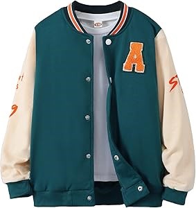 Wdirara Бомбер для мальчиков с графическим принтом, 100% полиэстер, кнопки, стиль varsity, для весны и осени 11246005