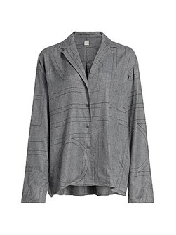 Пижамная блузка Toteme из легкой модальной фланели с элегантным монограммным узором и длинными рукавами 11021891