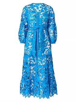 Макси-платье-кейп Shoshanna Santorini с длинными рукавами и цветочной вышивкой 10049762