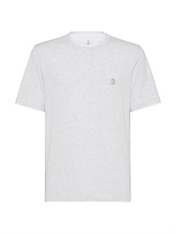 Футболка из 100% хлопка с круглым вырезом и логотипом Brunello Cucinelli, стандартный крой, изготовлено в Италии 11028426