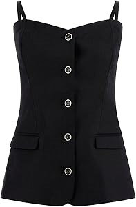 Укороченный корсет без рукавов GUESS с отстегивающимися бретелями и кнопками спереди, состав: 59% лен, 39% лиоцелл 11293710