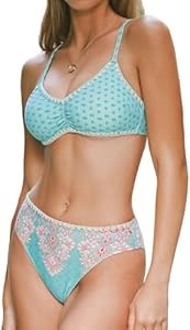 Женское бикини от CUPSHE с завязками на спине и V-образным вырезом, украшенное рюшами и подкладкой, 80% нейлон, 20% спандекс 11283896