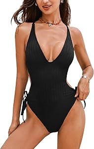 Женский текстурированный купальник CUPSHE с глубоким V-образным вырезом и завязкой на спине, размер XS-XL 11281942