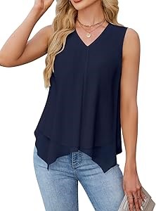 Лёгкие и элегантные летние топы Blooming Jelly из мягкого шифона с V-образным вырезом, без рукавов, для делового и повседневного использования 11308624