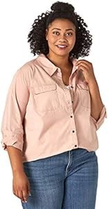 Женский лонгслив Riders by Lee Indigo из твила с пуговицами и нагрудными карманами, 100% хлопок 10020661