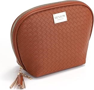 Revlon Косметичка из натуральной кожи с кармашками - компактная дорожная сумка для косметики и туалетных принадлежностей, подарок для женщин и девушек 11242690