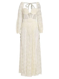 Кружевное платье-налокотник PatBO с формованной бюстье и длинными рукавами 11018891