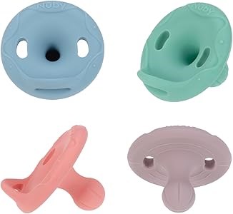 Nuby Пустышки для младенцев в виде черешни (2 шт.), 100% мягкий силикон, для детей 0-6 месяцев, голубой/зелёный или розовый/фиолетовый 11261338